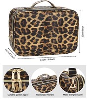 Relavel Travel Makeup Case, shoulder strap, leopar