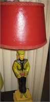RARE 1949 China Man Continental Art Chalkware Lamp