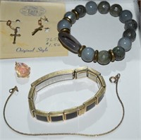 Goldtone Jewelry Lot: Bracelets, Pendant, Earring+