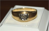Designer 10k Plumb WS Gold & Diamond Mens Ring