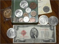 Small Coin Collection + 1928 G Red Ink $2 Bill