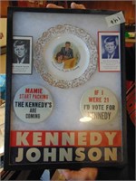 Display Case Full of Kennedy Collectibles