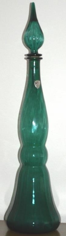 MCM Empoli Fiorentina Teal Art Glass Genie Bottle