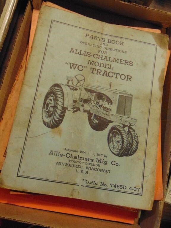 Flat full of Allis Chalmers Impliment Manuals