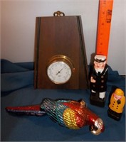 Nautical Sea Capt Carvings, Barometer, Parrot Ornm
