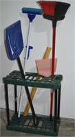 Garage Organizer w/ Broom, Mop, Yard Stick +