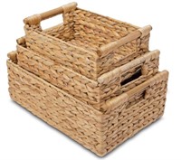 VATIMA Hyacinth Wicker Basket, Set of 3 - NEW