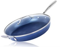 Granitestone 14 Inch Frying Pan with Lid, Blue - N