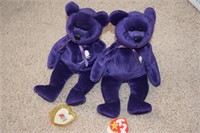 (2) Ty Beanie Babies Princess Bear Plush