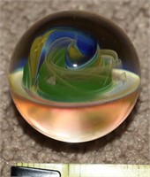 1.5" Diam Studio Art Glass Swirl Shooter Marble