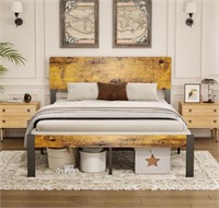 BILILY Bed Frame with Wooden Headboard and Footboa