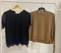 Women's tops, qty 2, brown sweatshirt XL, Black la