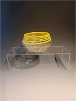 6" yellow art glass bowl