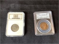 2 Graded Susan B. Anthony Dollar Coins