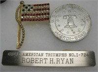 Patriotic Flag Pin, Name Plate & Tokens