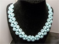 Vintage Aqua Color Beaded Choker