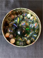 Tin Box with Old Marbles