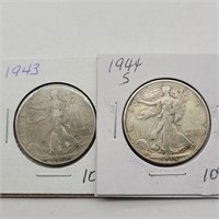 1943 & 1944S WALKING LIBERTY HALF DOLLARS