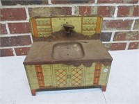 Vintage Toy Metal Kitchen Sink Cabinet