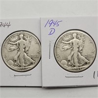 1944 & 1945 D WALKING LIBERTY HALF DOLLARS
