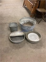 4 vintage metal tubs