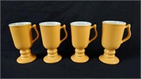 Hall - vintage set of 4 pedestal mugs -yellow/gold
