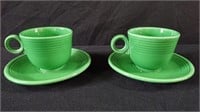 Fiestaware vintage set of 2 teacups with saucers