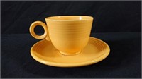 Fiestaware 1 yellow vintage teacup and saucer