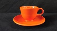 Fiestaware tangerine cup and saucer