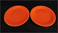 2 vintage Fiestaware red/orange plates 9inch