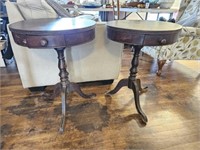 2 round Chippendale end tables