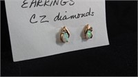 10k Opal Earrings w/ CZ Diamonds