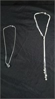 2 silver necklaces