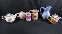3 teapots, 3 pitchers