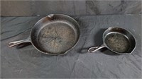 Two cast iron skillets