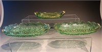 set of 3 green relish dishes