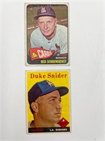 Old Duke Snider & Red Schoendienst baseball cards
