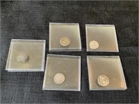 5 Half Dimes Silver Coins 1849, 1853, 1854, 1856