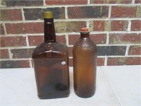 2 Brown Vintage Bottles