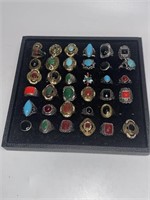 (35) Higher Quality Costume Rings with Display