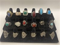 (18) Higher Quality Costume Rings with Display