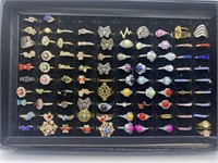 (92)  Higher Quality Costume Rings with Display