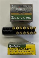 QTY 33 ROUNDS OF 20GA AND 30-06 SPRG AMMO