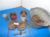 Bolts, Nails, etc. in tin pail