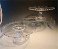 Set of two clear cake plates