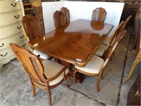Formal Dining Room Table Set w/ 8 Cane Back Chairs