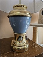 2 brass and blue lamps