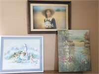 Framed ladies and canvas