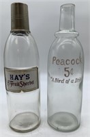 lot of 2 Glass Dispenser Bottles Hay's & Peacock