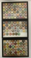 3 Display Cases of Soda Bottle Caps